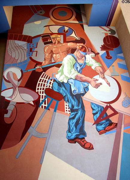 Foundry mural (c1948) replacing originals burned in fire of 1946 at Automobile Hall at Fair Park. Dallas, TX.