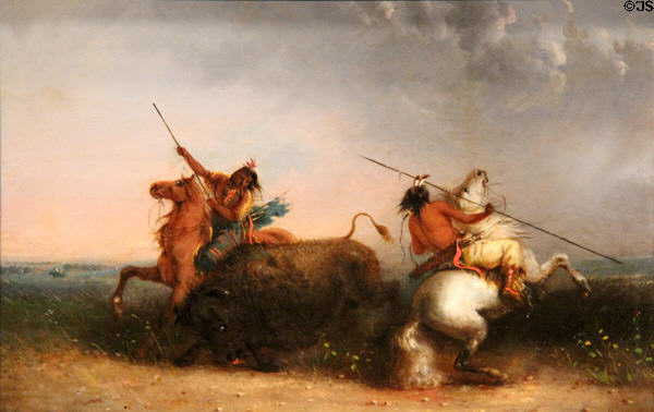 Buffalo Hunt painting (c1838-42) by Alfred Jacob Miller at Amon Carter Museum of American Art. Fort Worth, TX.