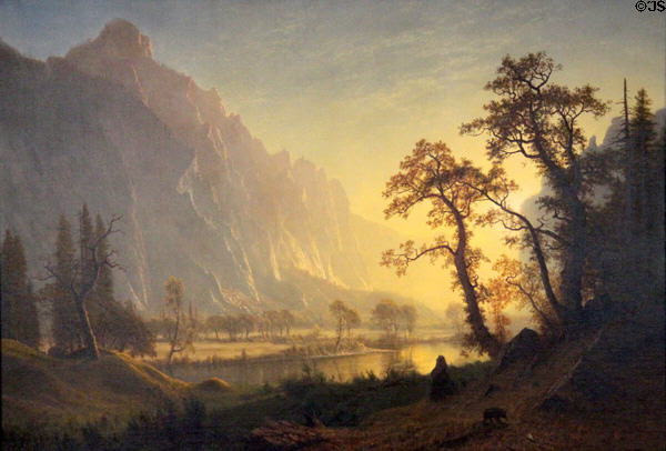 Sunrise, Yosemite Valley painting (c1870) by Albert Bierstadt at Amon Carter Museum of American Art. Fort Worth, TX.