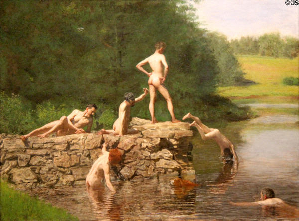 Swimming painting (1885) by Thomas Eakins at Amon Carter Museum of American Art. Fort Worth, TX.