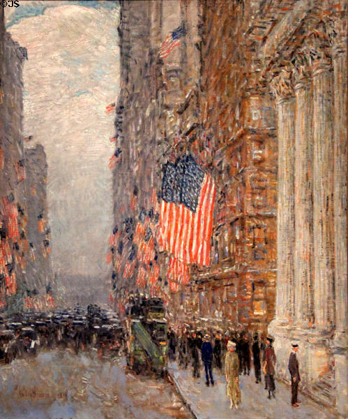Flags on the Waldorf painting (1916) by Childe Hassam at Amon Carter Museum of American Art. Fort Worth, TX.