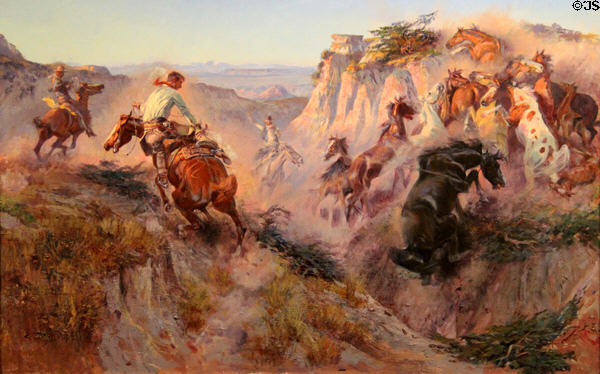 Wild Horse Hunters painting (1913) by Charles Marion Russell at Amon Carter Museum of American Art. Fort Worth, TX.