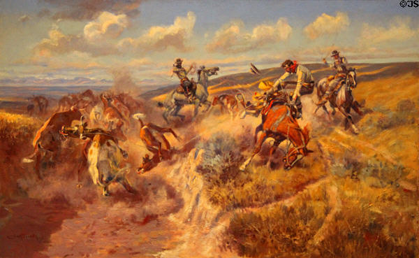 A Tight Dally & a Loose Latigo painting (1920) by Charles Marion Russell at Amon Carter Museum of American Art. Fort Worth, TX.