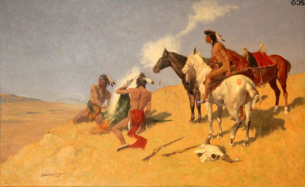 Smoke Signal painting (1905) by Frederic Remington at Amon Carter Museum of American Art. Fort Worth, TX.