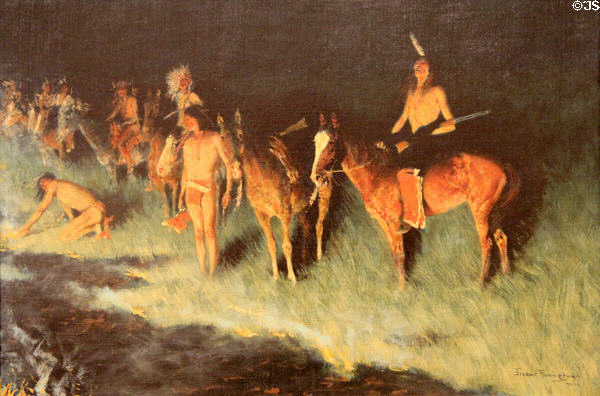Grass Fire painting (1908) by Frederic Remington at Amon Carter Museum of American Art. Fort Worth, TX.