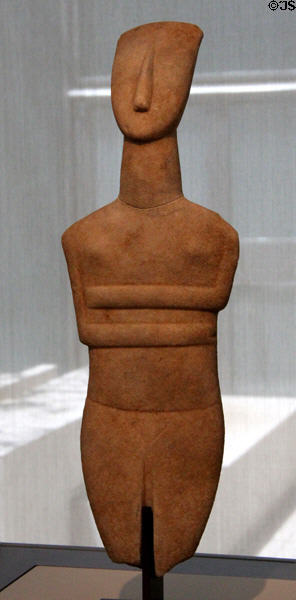 Cycladic marble female figure (c2500-2300 BCE) by Bastis Master from Cyclades Islands, Greece at Kimbell Art Museum. Fort Worth, TX.