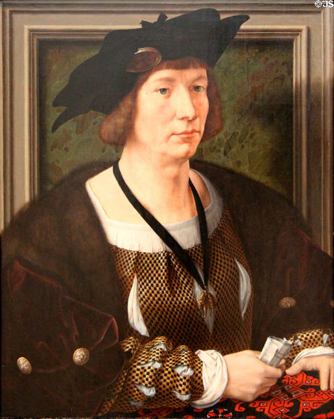 Portrait of Hendrik III, Count of Nassau-Breda (1516-7) by Jan Gossart (aka Mabuse) at Kimbell Art Museum. Fort Worth, TX.