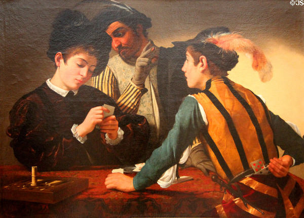 Cardsharps painting (c1595) by Caravaggio at Kimbell Art Museum. Fort Worth, TX.