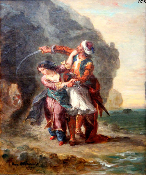 Selim & Zuleika painting (1857) by Eugène Delacroix at Kimbell Art Museum. Fort Worth, TX.