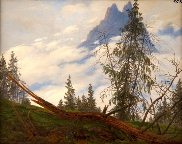 Mountain Peak with Drifting Clouds painting (c1835) by Caspar David Friedrich at Kimbell Art Museum. Fort Worth, TX.