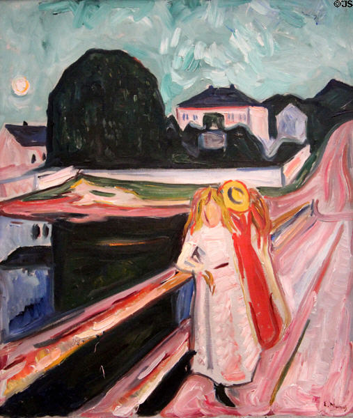 Girls on the Pier painting (c1904) by Edvard Munch at Kimbell Art Museum. Fort Worth, TX.