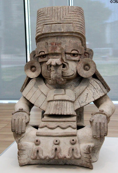 Ceramic urn in the Form of Cociyo, God of Lightning & Rain (c400-500) from Monte Alban, Oaxaca, Mexico at Kimbell Art Museum. Fort Worth, TX.