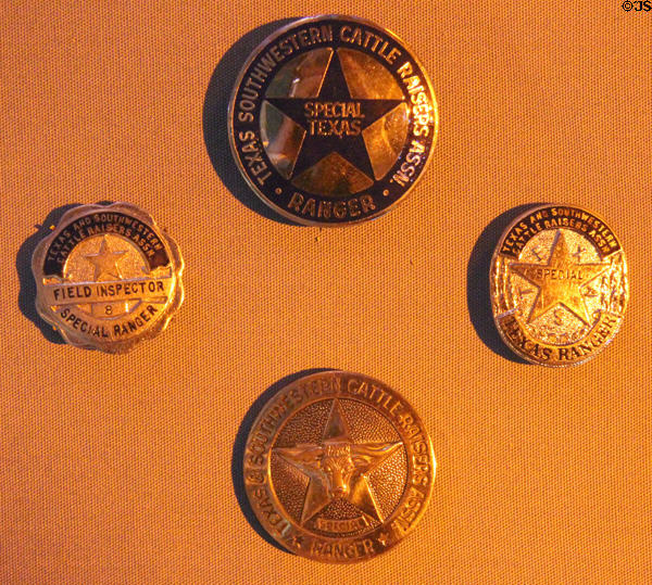 Cattle Inspector's badges at Cattle Raisers Museum of Fort Worth Museum of Science & History. Fort Worth, TX.