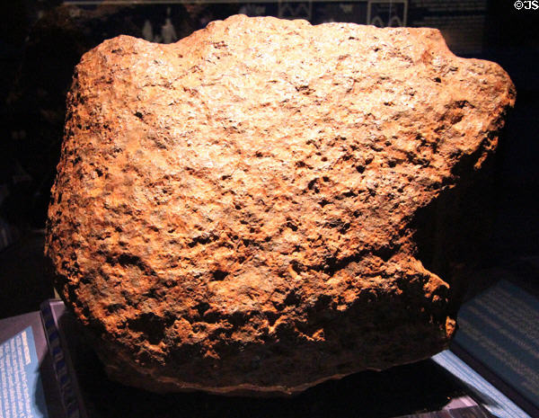 Pallisite meteorite at Fort Worth Museum of Science & History. Fort Worth, TX.