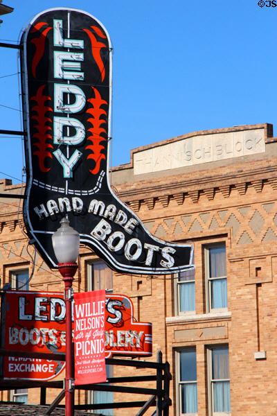 Western boot shop in Fort Worth Stock Yards historic district. Fort Worth, TX.