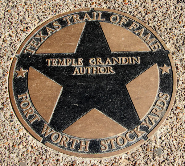 Temple Grandin star on Texas Trail of Fame in Stock Yards historic district. Fort Worth, TX.
