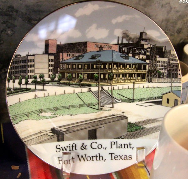 Commemorative plate of Swift & Co., Plant, Fort Worth, TX at Stockyards Museum. Fort Worth, TX.