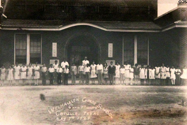 6th & 7th grade photo (1929) for Welhausen Grade School in Cotulla TX where LBJ was teacher & Principal at LBJ Museum. San Marcos, TX.