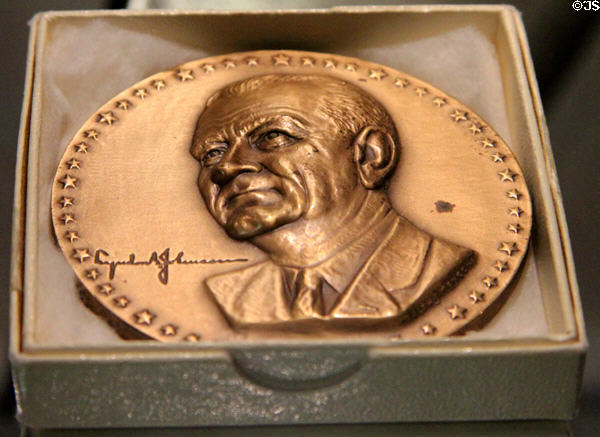 LBJ commemorative medal at LBJ Museum. San Marcos, TX.