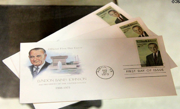 LBJ First Day of Issue envelopes (1973) at LBJ Museum. San Marcos, TX.