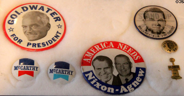 Presidential campaign buttons for other candidates at LBJ Museum. San Marcos, TX.