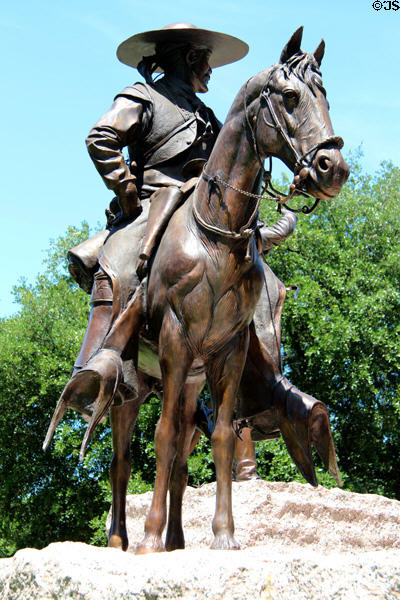 Vaquero detail of Tejano Monument (2012) by Armando Hinojosa at Texas State Capitol. Austin, TX.