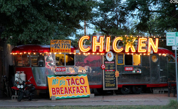 Chicken trailer on Lower Congress Ave. Austin, TX.