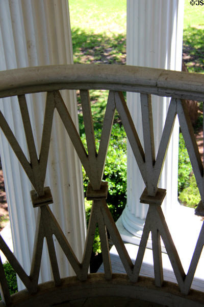 Balustrade in wheat-sheaf signature style of Texas architect Abner Cook on Neill-Cochran House. Austin, TX.