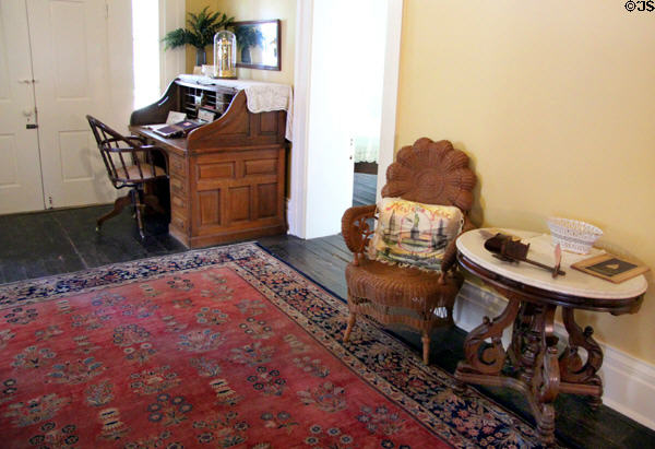 Upstairs hall with desk from Judge Cochran's law office at Neill-Cochran House Museum. Austin, TX.