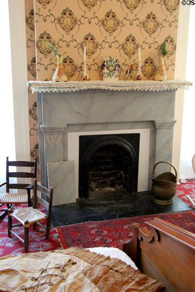 Bedroom marbleized fireplace at Neill-Cochran House Museum. Austin, TX.