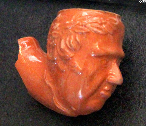 Pipe in shape of Zachary Taylor prob. made for Presidential campaign (1848) found at French Legation Museum. Austin, TX.