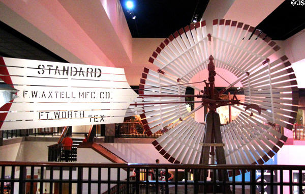 Windmill by F.W. Axtel Mfg. Co. of Fort Worth at Bullock Texas State History Museum. Austin, TX.