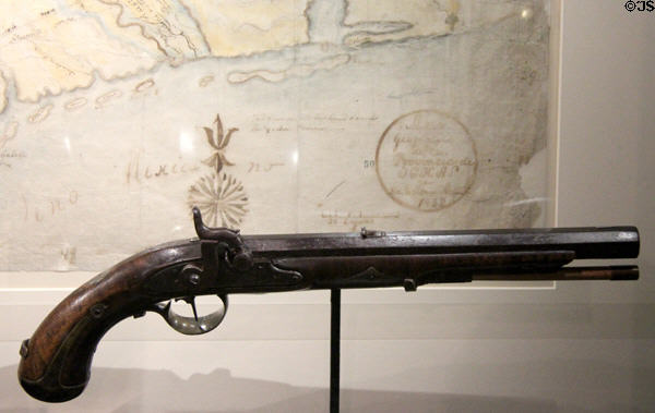 Stephen F. Austin's pistol (c early 1800s) at Bullock Texas State History Museum. Austin, TX.