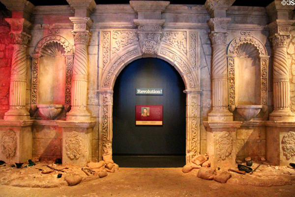 Reproduction of Front of Alamo at Bullock Texas State History Museum. Austin, TX.