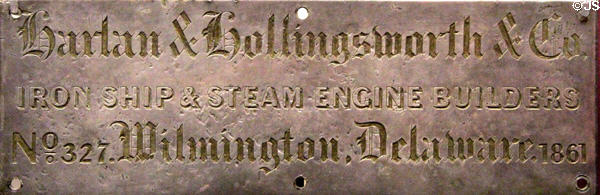 Builder's plate (c1861) of Union blockade ship USS Hatteras at Bullock Texas State History Museum. Austin, TX.