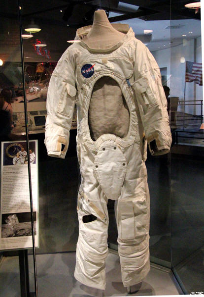 Apollo 11 Lunar Landing Training space suit (c1969) (lent: LBJ Space Center) at Bullock Texas State History Museum. Austin, TX.