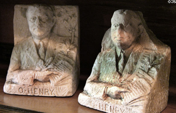 Bookends with O. Henry's sculptures at O. Henry Museum. Austin, TX.