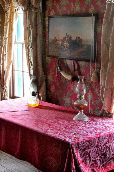 Gentleman's parlor furnished to 1880s in Bell House at Pioneer Farms. Austin, TX.