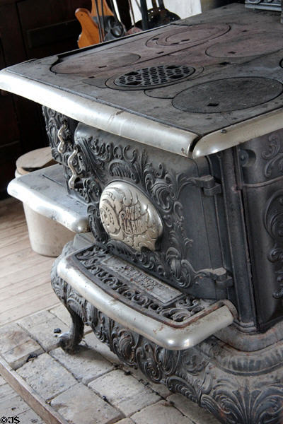 Our Clarion cast iron stove (c1910) by A.H. Parsons, Camden, ME in Bell House kitchen at Pioneer Farms. Austin, TX.