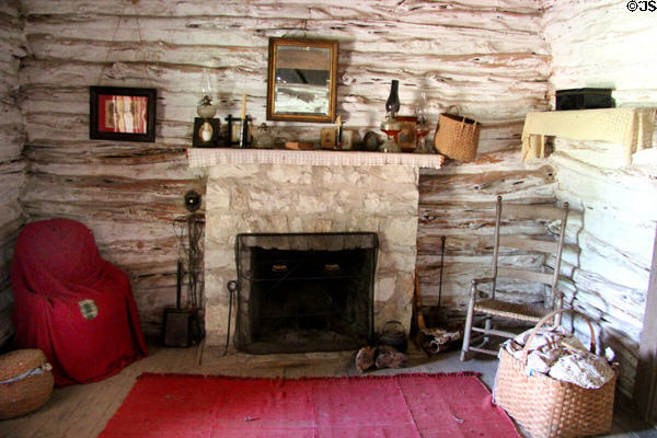 Frederick Jourdan log cabin parlor at Pioneer Farms. Austin, TX.