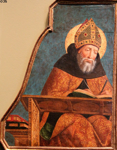 St Augustine tempera on wood (c1495-1500) by Giovanni Ambrogio Bevilacqua from Italy at Blanton Museum of Art. Austin, TX.