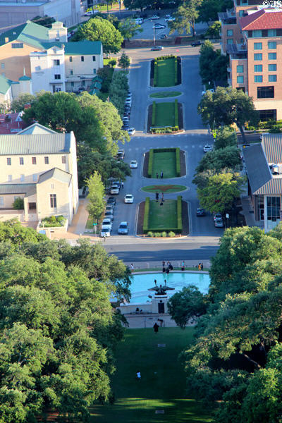 Campus mall viewed from Texas Tower. Austin, TX.