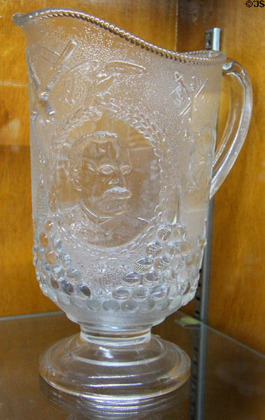 Texas Centennial commemorative glass pitcher (1936) at Gonzales Historical Memorial. Gonzales, TX.
