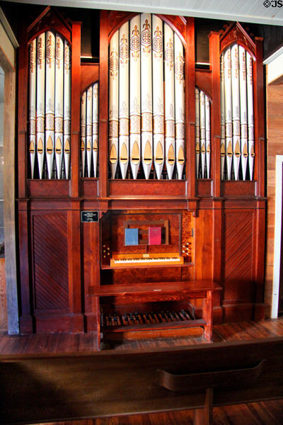 Pipe organ, built by E. Pfeifer & Son , Austin TX in First Protestant Church at Conservation Plaza. New Braunfels, TX.
