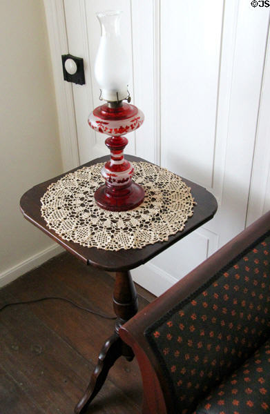 Pedestal base walnut table by Johann Jahn at Museum of Texas Handmade Furniture. New Braunfels, TX.