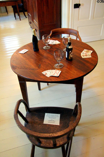 Tavern arm chair (c1860) attrib. John Brem & round table at Museum of Texas Handmade Furniture. New Braunfels, TX.