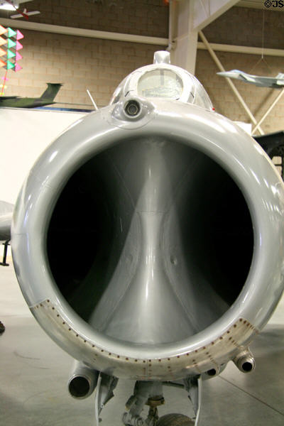 Nose air intake of MiG-17F at Hill Aerospace Museum. UT.