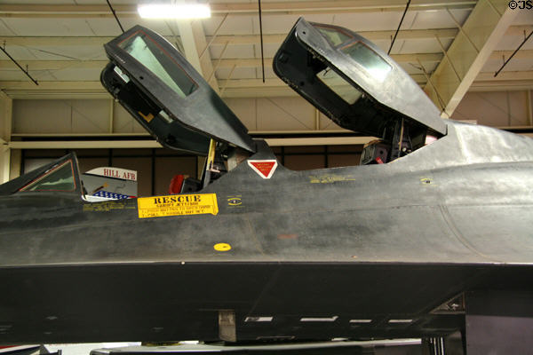 Twin canopies of Lockheed SR-71C Blackbird (1969) at Hill Aerospace Museum. UT.