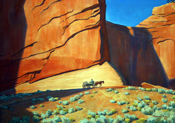 Lonesome Journey painting (1946) of wagon in desert by Maynard Dixon at BYU Museum of Art. Provo, UT.
