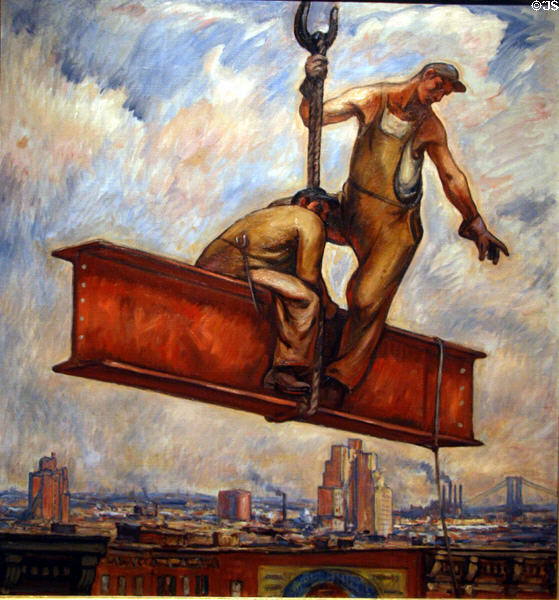 Riding the Girder painting (c1940) by Mahonri M. Young at BYU Museum of Art. Provo, UT.